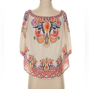 Jealous Tomato Boho Off Shoulder Blouse Floral Print M Colorful Top